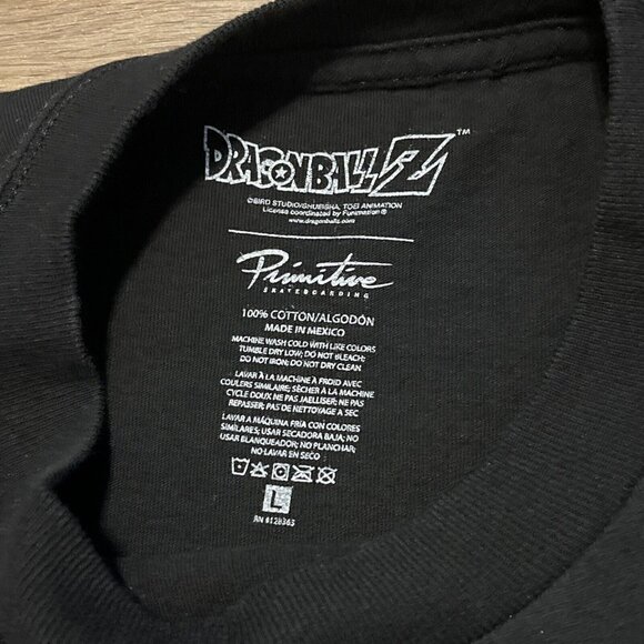 Dragon Ball Z x Primitive Goku Saiyan Logo Graphic Shirt Adult LARGE Black Anime - Picture 6 of 7